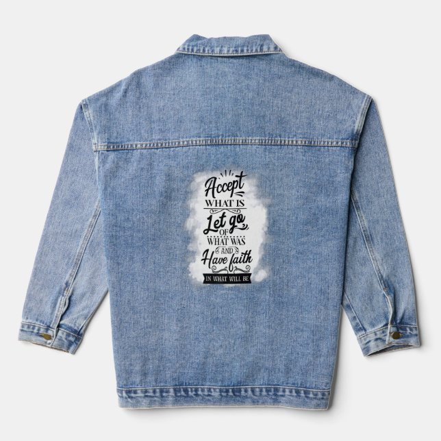 Have Faith Christian Bible Verse Religious Church  Denim Jacket (Back)