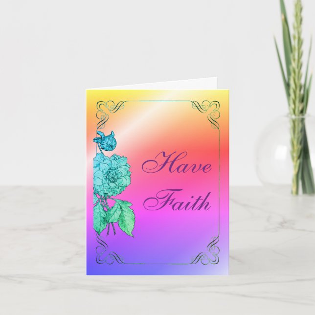 Have Faith Peony Art Inspirational Note Card (Front)