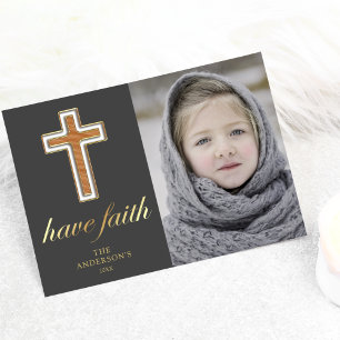 Have Faith   Religious Cross Christmas Photo Holiday Card