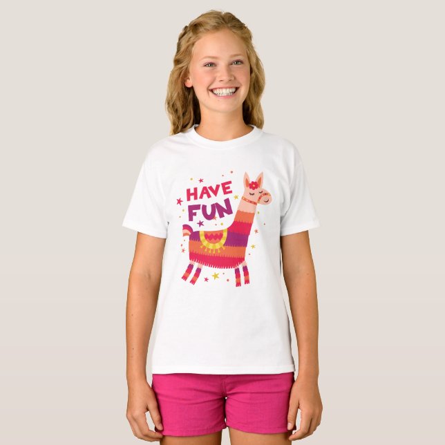Have Fun Llama Boho Fiesta Animal T-Shirt (Front Full)