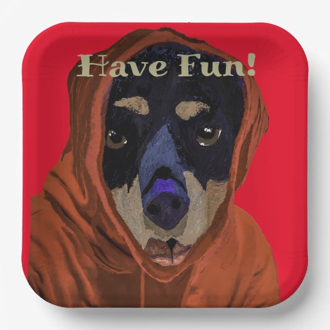 Have Fun Rottweiler Paper Plate (Front)