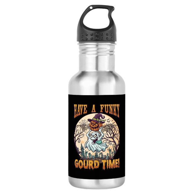 Have Funky Gourd Time Ghost Pumpkin Graveyard 532 Ml Water Bottle (Front)