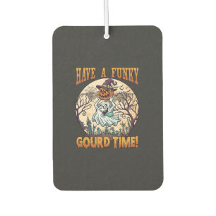 Have Funky Gourd Time Ghost Pumpkin Graveyard Car Air Freshener