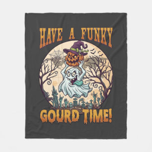 Have Funky Gourd Time Ghost Pumpkin Graveyard Fleece Blanket