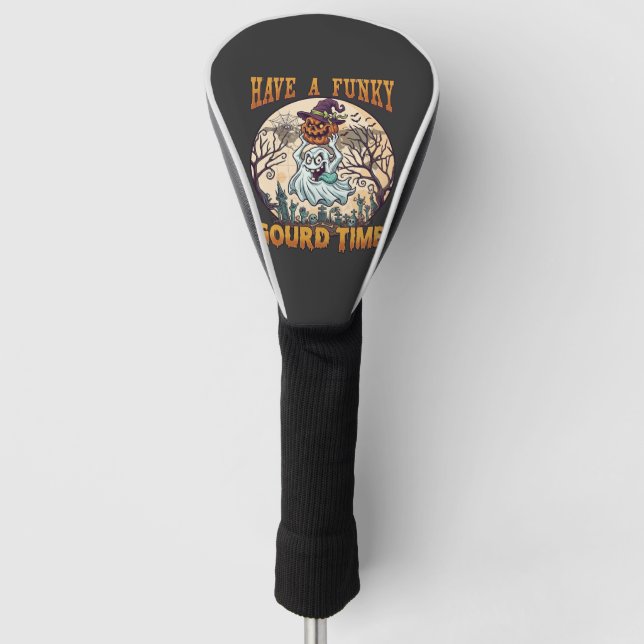 Have Funky Gourd Time Ghost Pumpkin Graveyard Golf Head Cover (Front)