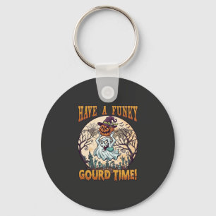 Have Funky Gourd Time Ghost Pumpkin Graveyard Key Ring
