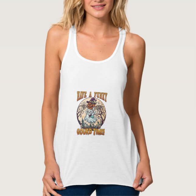 Have Funky Gourd Time Ghost Pumpkin Graveyard Singlet (Front)