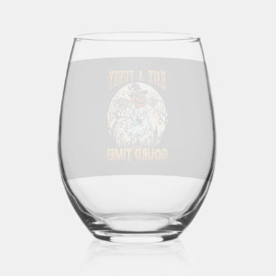 Have Funky Gourd Time Ghost Pumpkin Graveyard Stemless Wine Glass