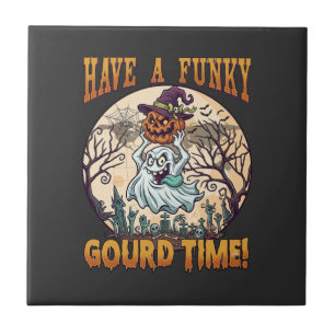 Have Funky Gourd Time Ghost Pumpkin Graveyard Tile
