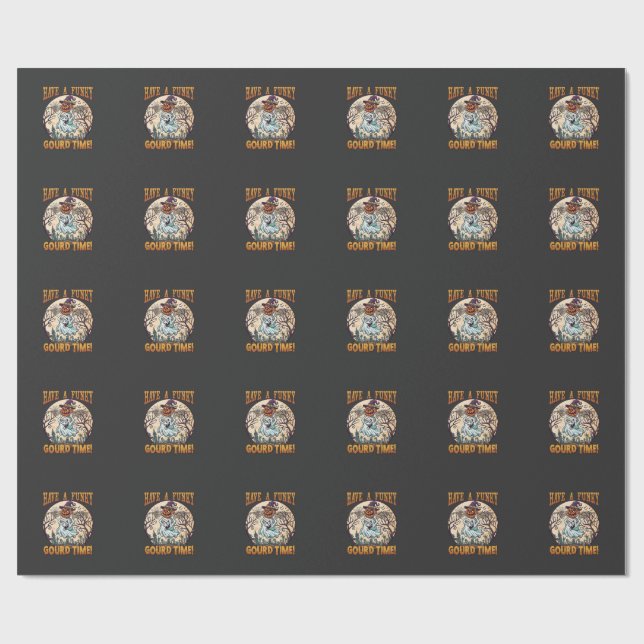 Have Funky Gourd Time Ghost Pumpkin Graveyard Wrapping Paper (Flat)