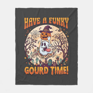 Have Funky Gourd Time Halloween Ghost Pumpkin_1 Fleece Blanket