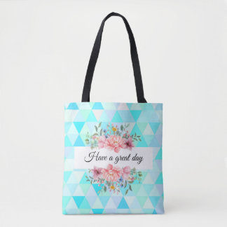 Have great day teal green pattern floral Tote bag