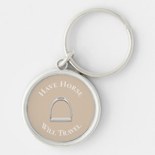 "Have Horse Will Travel" English Stirrup Beige Key Ring
