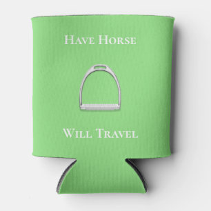 "Have Horse Will Travel" Equestrian Lime Green Can Cooler
