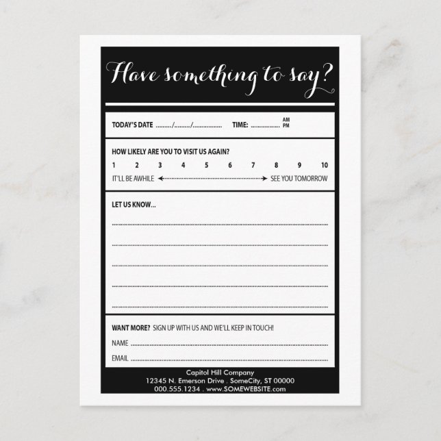 have something to say comment card (Front)