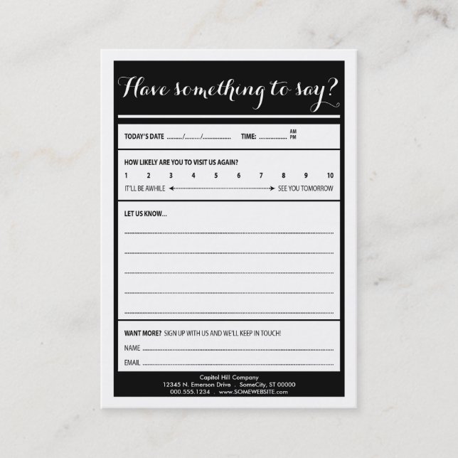 have something to say logo comment card (Front)