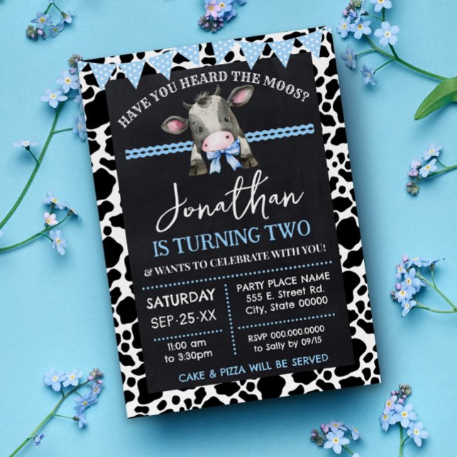 Have You Heard the Moos Blue Cow Birthday Invitation (Creator Uploaded)