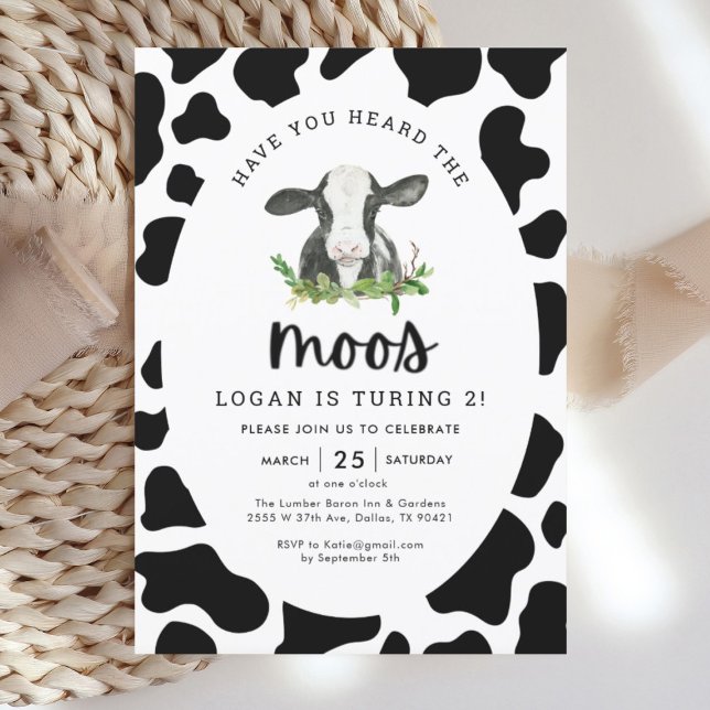 Have You Heard The Moos Cow Boy 2nd Birthday Invitation (Creator Uploaded)