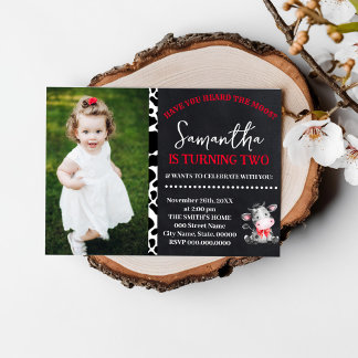 Have You Heard the Moos Cow Red Farm Birthday Invitation