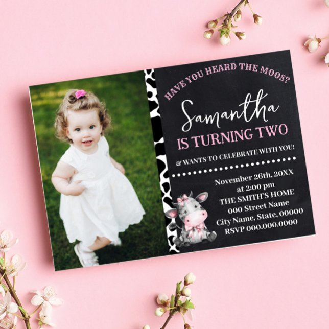 Have You Heard the Moos Pink Cow Birthday Invitation (Creator Uploaded)