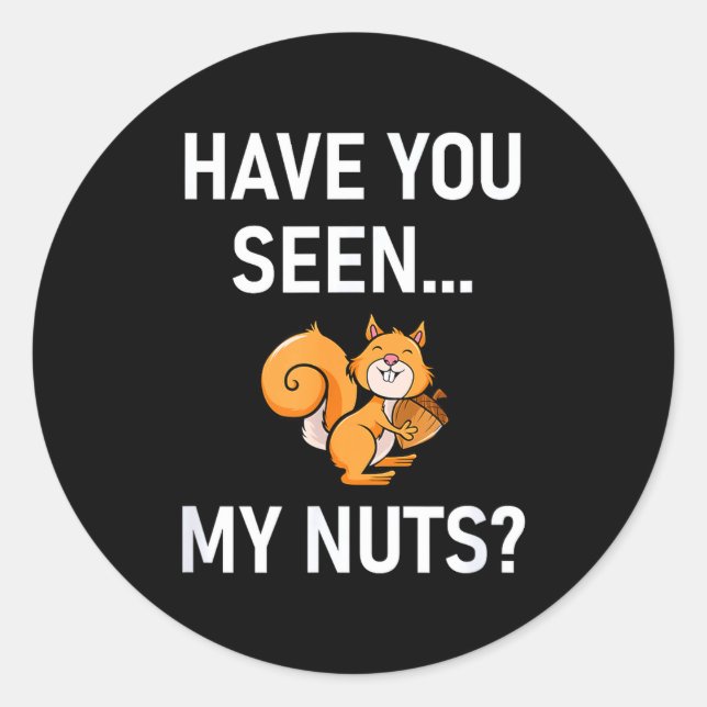 Have You Seen My Nuts, Squirrel Pun Funny, Jokes,  Classic Round Sticker (Front)