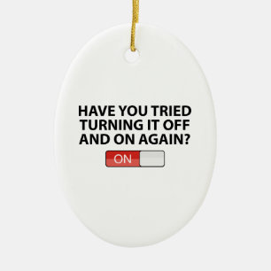 Have You Tried Turning It On And Off Again? Ceramic Tree Decoration