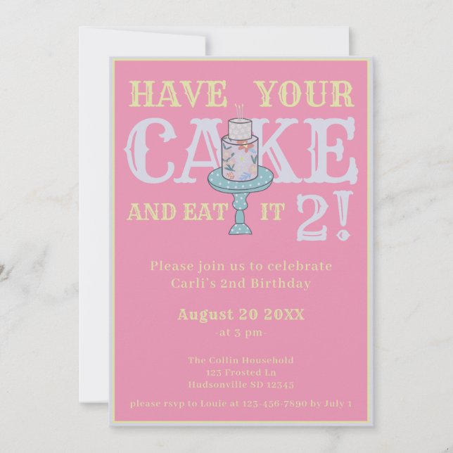 Have Your Cake Funny Girls Second Birthday Invitation (Front)