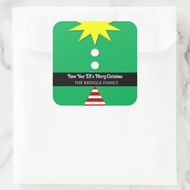 Have Your Elf A Merry Christmas Gift or Envelope Square Sticker (Bag)