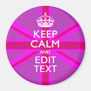 Have Your Keep Calm Text on Pink Union Jack Magnet