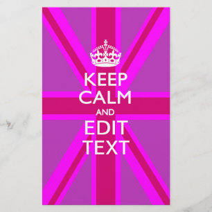 Have Your Keep Calm Text on Pink Union Jack Stationery