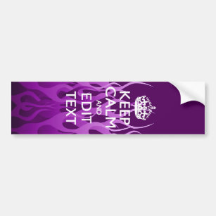 Have Your Text Keep Calm on Purple Racing Flames Bumper Sticker