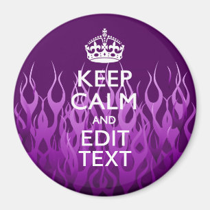 Have Your Text Keep Calm on Purple Racing Flames Magnet