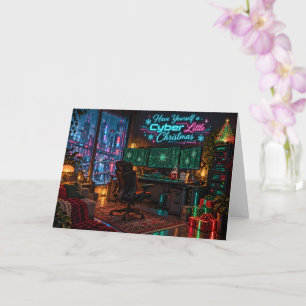 Have Yourself a Cyber Little Christmas Neon Card