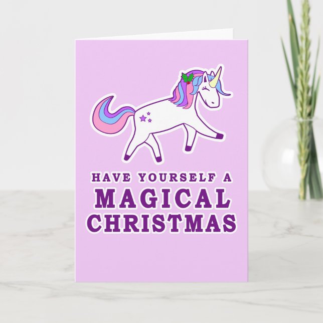 Have Yourself a Magical Christmas Unicorn Holiday Card (Front)