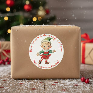 Have Yourself A Merry Christmas Elf Custom Classic Round Sticker