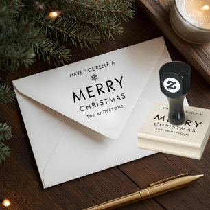 Have Yourself A Merry Christmas Personalized Rubber Stamp