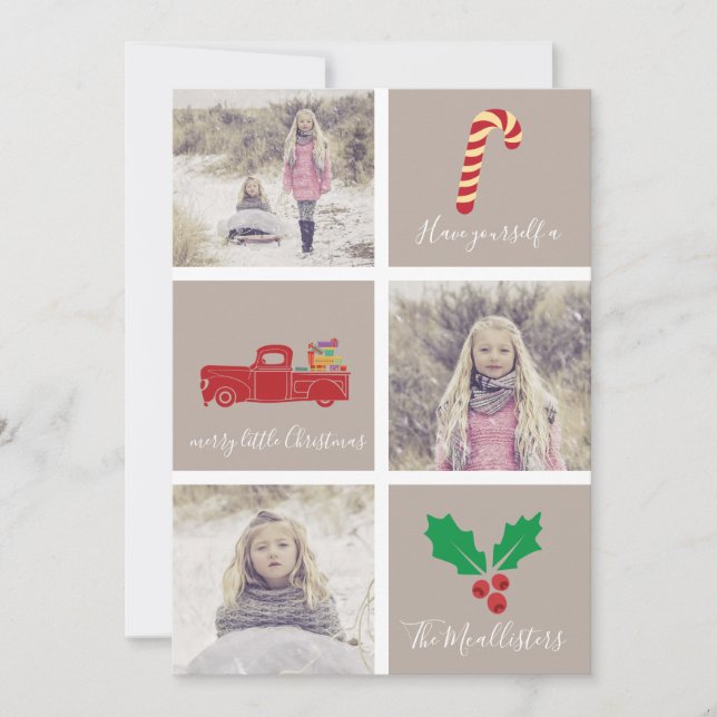 Have yourself a merry little Christmas block photo Holiday Card (Front)