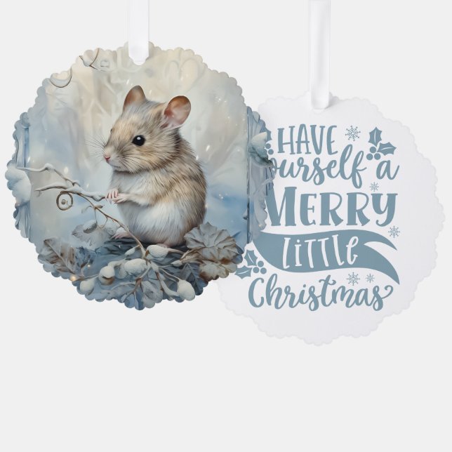 Have Yourself A Merry Little Christmas Mouse Tree Decoration Card (Front/Back)
