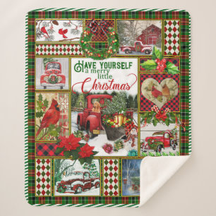 Have Yourself A Merry Little Christmas Red Truck Sherpa Blanket