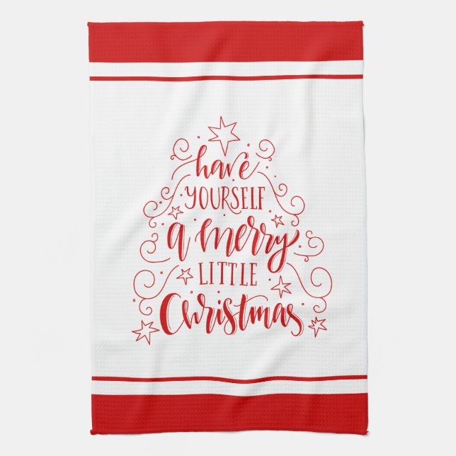 Have Yourself A Merry Little Christmas Typography Tea Towel (Vertical)