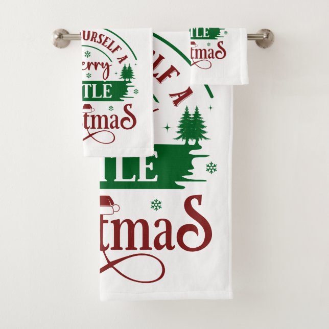Have Yourself A Merry Little Christmas White Bath Towel Set (Insitu)