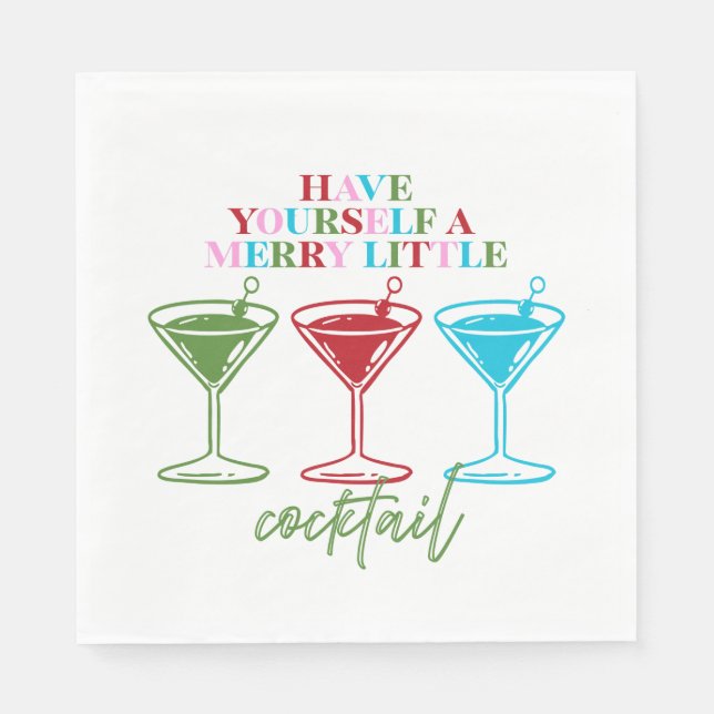 Have Yourself A Merry Little Cocktail Bachelorette Napkin (Front)