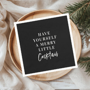Have Yourself a Merry Little Cocktail Black Party Napkin