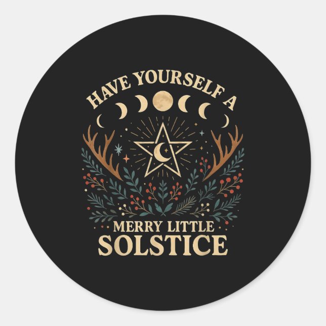 Have Yourself A Merry Little Solstice Witchcore  Classic Round Sticker (Front)