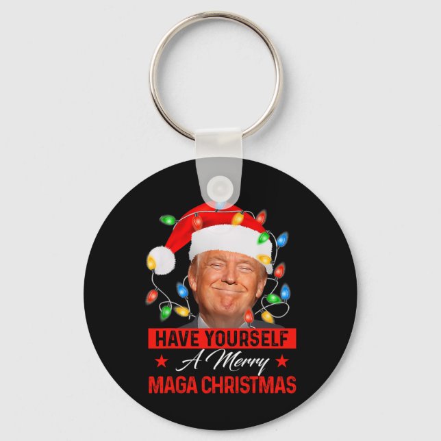 Have Yourself A Merry Mega Christmas Santa Funny T Key Ring (Front)