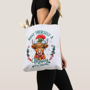 Have Yourself A Mooey Little Christmas Cute Cow Tote Bag
