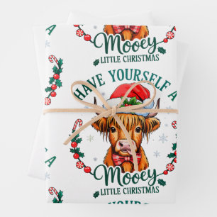 Have Yourself A Mooey Little Christmas Cute Cow Wrapping Paper Sheet