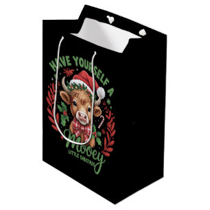 Have Yourself A Mooey Little Xmas Highland Cow Medium Gift Bag