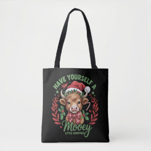 Have Yourself A Mooey Little Xmas Highland Cow Tote Bag