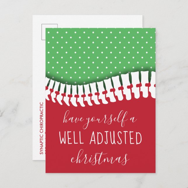 Have Yourself A Well Adjusted Christmas Chiro Holiday Postcard (Front/Back)